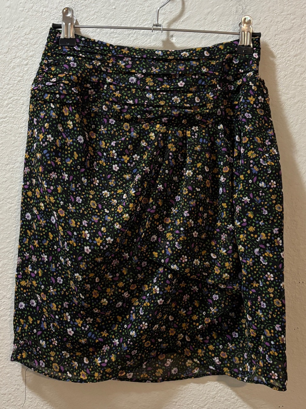 ZARA Multicolor Floral Pleated Ruched Mini Skirt Size XS
